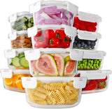 HOMBERKING 24pc Borosilicate Glass Food Storage Containers with Lids, Glass Meal Prep Containers with Leak Proof Snap Lock Lids, Airtight Bento Lunch Boxes, Kitchen Storage (12 lids &amp; 12 Containers) - Homesidy.com