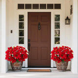 MOIAVAN 12 Bunches Poinsettias Artificial Christmas Flowers for Outdoors,14 Fake Red Poinsettias Faux Eucalyptus Plants UV Resistant for Home Planters Garden Porch Christmas Winter Spring Décor - Homesidy.com