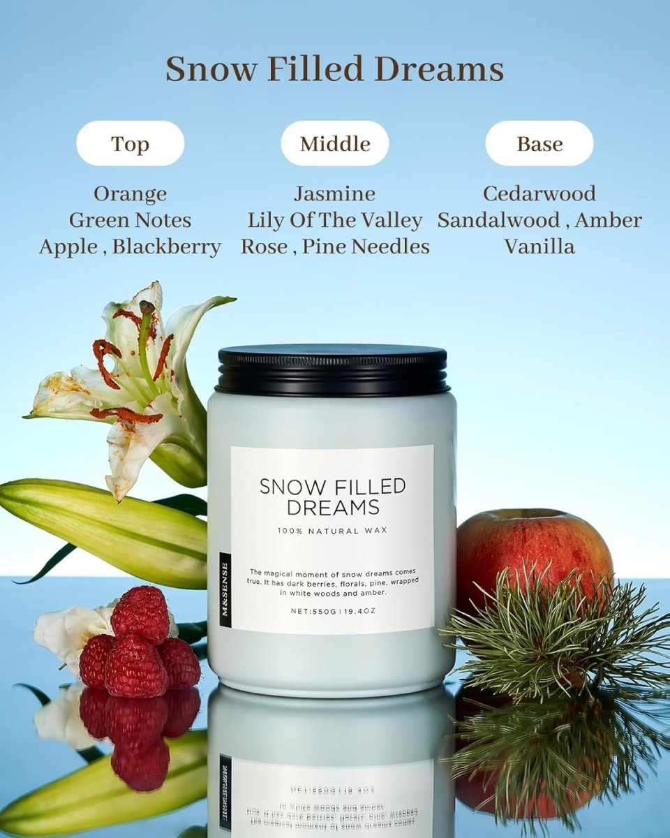 M&amp;SENSE Ode to Winter Soy Candles Strong Scented, 2 Wick Jar Candle 19.4oz 110 Hour Long Lasting, Lavender Sandalwood Organic Natural Aromatherapy Candle Gifts Bedroom Bathroom Home Decor - Homesidy.com