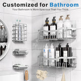 EUDELE Adhesive Shower Caddy, 5 Pack Rustproof Stainless Steel Bath Organizers With Large Capacity, No Drilling Shelves for Bathroom Storage &amp; Home Decor - Homesidy.com