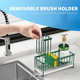 Cisily Black Sponge Holder for Kitchen Sink, Sink Caddy Organizer with High Brush Holder, Kitchen Countertop Organizers and Storage Essentials, Rustproof 304 Stainless Steel, Soap Dispenser Organize - Homesidy.com