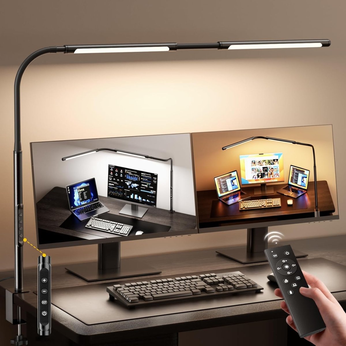 Airlonv LED Desk Lamp for Office Home, Eye - Caring Desk Light with Stepless Dimming Adjustable Flexible Gooseneck, 10W USB Adapter Desk Lamp with Clamp for Reading, Study, Workbench (Black) - Homesidy.com
