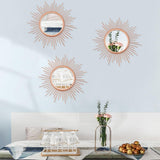 3 Pack Metal Mirrors for Wall Sunburst Wall Mirrors Home Décor Decorative Hanging Wall Art for Living Room Bedroom Entryway (Gold, Flower Sunburst) - Homesidy.com