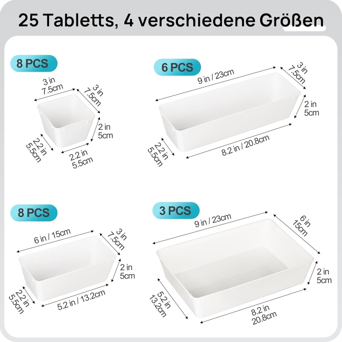 Vtopmart 25 PCS Clear Plastic Drawer Organizers Set, 4 - Size Versatile Bathroom and Vanity Drawer Organizer Trays, Storage Bins for Makeup, Bedroom, Kitchen Gadgets Utensils and Office - Homesidy.com