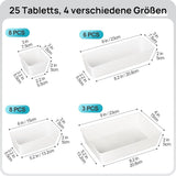 Vtopmart 25 PCS Clear Plastic Drawer Organizers Set, 4 - Size Versatile Bathroom and Vanity Drawer Organizer Trays, Storage Bins for Makeup, Bedroom, Kitchen Gadgets Utensils and Office - Homesidy.com