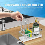 Cisily Black Sponge Holder for Kitchen Sink, Sink Caddy Organizer with High Brush Holder, Kitchen Countertop Organizers and Storage Essentials, Rustproof 304 Stainless Steel, Soap Dispenser Organize - Homesidy.com