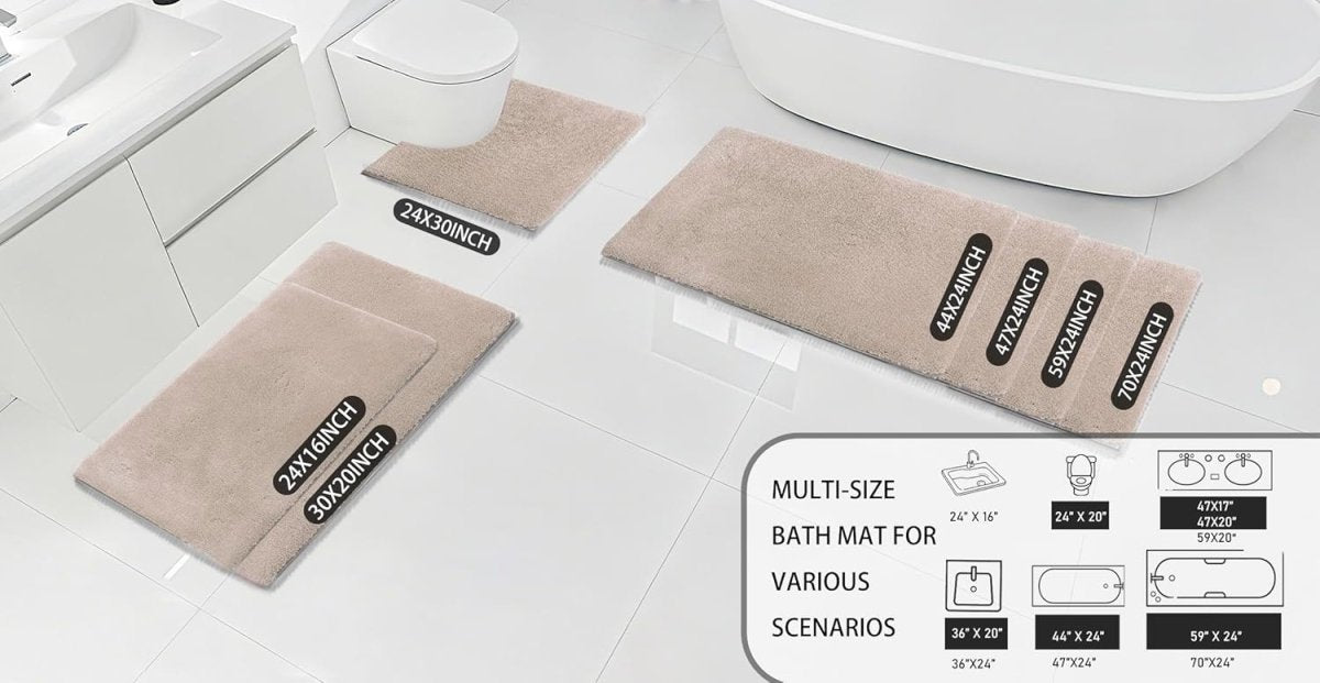 MINIDEAR Bathroom Rugs 24x17 Light Grey - Thick Elastic Foam Bath Mat, Ultra Soft &amp; Plush Fluffy, Non - Slip, Quick Dry, Absorbent Washable Floor Microfiber Mat for Tub, Home Decor Accessories - Homesidy.com