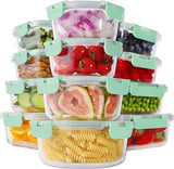 HOMBERKING 24pc Borosilicate Glass Food Storage Containers with Lids, Glass Meal Prep Containers with Leak Proof Snap Lock Lids, Airtight Bento Lunch Boxes, Kitchen Storage (12 lids &amp; 12 Containers) - Homesidy.com
