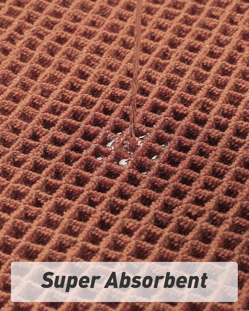 AMOAMI Upgraded Waffle Bath Mat, Super Absorbent Non Slip Bath Mats for Bathroom Floor, Machine Washable Bathroom Rugs with Tassels, Rubber Backed Bathroom Mats, Ultra Soft, 18&34; x 30&34;, Brown - Homesidy.com