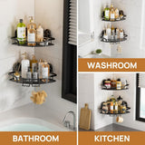 LEVERLOC Corner - adaptive Suction Cup Shower Caddies 2 Pack, Stainless Steel Rustproof Corner Shower Shelf, Large Capacity Removable Suction Cup Bathroom Organizer, Drill - Free Wall Mounted Basket, Gray - Homesidy.com