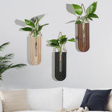 Dnnnii 2 Pack Wooden Wall Vase Set - Brown Finish Modern Farmhouse &amp; Boho Wall Decor for Entryway, Hallway, Bathroom, Living Room, Dining Room, Narrow Spaces - Homesidy.com
