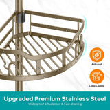 HAMITOR Corner Shower Caddy Tension Pole: Rustproof 4 - Tier Bathroom Organizer Shelves for Bathtub Shampoo Storage - 47 - 121 Inch Quick Install Adjustable Rod Standing Rack with Soap Rack - Silver Gray - Homesidy.com