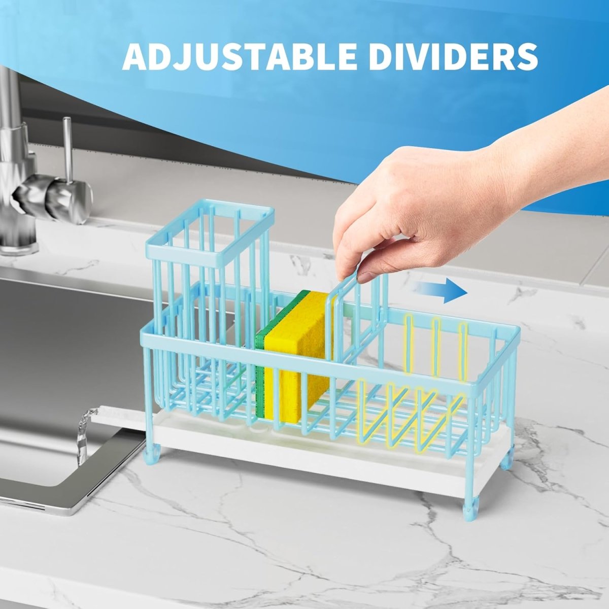 Cisily Black Sponge Holder for Kitchen Sink, Sink Caddy Organizer with High Brush Holder, Kitchen Countertop Organizers and Storage Essentials, Rustproof 304 Stainless Steel, Soap Dispenser Organize - Homesidy.com
