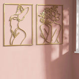 Glamativity 4 Pack Gold Wall Art Decor, Minimalist Single Line Real Metal Wall Art, Womans Body Shape Abstract Wall Art (Gold Classic Style, 17 x 11.8) - Homesidy.com