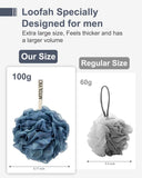 MTDLYICE Loofah Sponge, XXL Large Loofah 100g 4 Pack, Bath Sponge Soft Mesh Shower Loofah for Men, Body Scrub, Shower Pouf Bath Accessories, for Body Wash, Soap (Blue Gray) - Homesidy.com