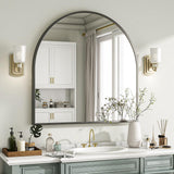 VooBang Arched Wall Mirror, 30 x 38 inch Arch Bathroom Mirror, Wall Mounted Vanity Mirror with Arch Metal Frame, Modern Bathroom Vanity Mirror for Bedroom, Living Room, Hanging or Leaning, Black - Homesidy.com