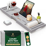 ROYAL CRAFT WOOD Bathtub Tray Caddy for Tub, Bamboo Bath Shelf, Premium Foldable Wood Bath Table, Expandable Bathtub &amp; Bathroom Accessories, New Home Gifts for Mom, Housewarming, Anniversary, Wedding - Homesidy.com