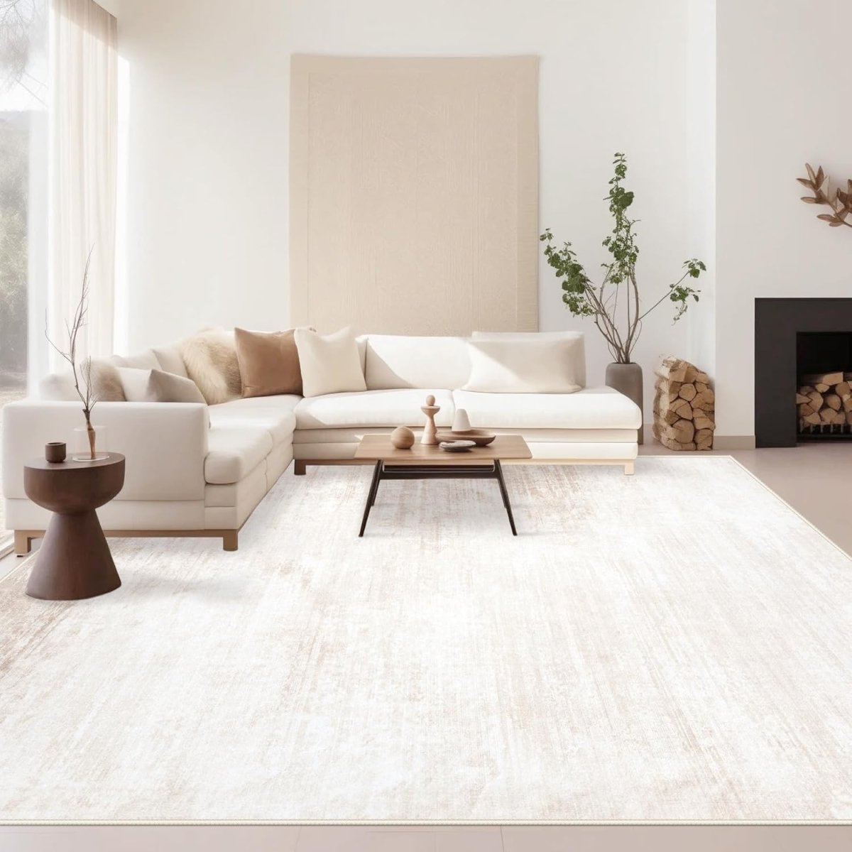 Area Rugs 6x9 Living Room: Washable Rug Modern Abstract Large Rug Soft Non Slip Neutral Rugs Stain Resistant Indoor Carpet for Bedroom Kitchen Dining Room Table Nursery Home Office Rugs(Beige,6x9) - Homesidy.com