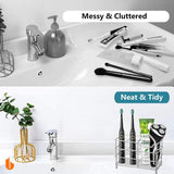 Urbanstrive 304 Stainless Steel Bathroom Toothbrush Holder Toothpaste Holder Stand Bathroom Accessories Organizer (Black, Small) - Homesidy.com