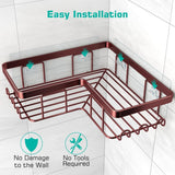 YASONIC Corner Adhesive Shower Caddy, with Soap Holder and 12 Hooks, Rustproof Stainless Steel Bathroom Organizer, No Drilling Wall Mounted Rack, Black, 3 - Pack - Homesidy.com