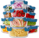 HOMBERKING 24pc Borosilicate Glass Food Storage Containers with Lids, Glass Meal Prep Containers with Leak Proof Snap Lock Lids, Airtight Bento Lunch Boxes, Kitchen Storage (12 lids &amp; 12 Containers) - Homesidy.com