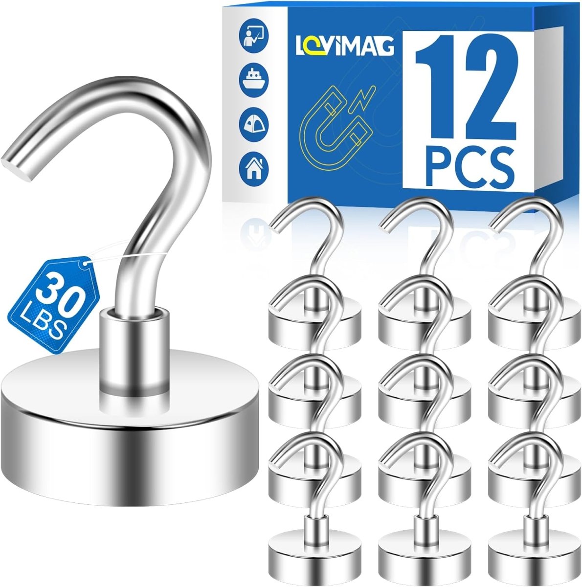 LOVIMAG Magnetic Hooks, 12 Pack 30lbs Magnet Hook 2025 Cruise Cabin Ship Essentials Heavy Duty Strong Magnets Refrigerator Fridge Hanging for Classroom Beach Vacation Kitchen Grills Home (Black) - Homesidy.com