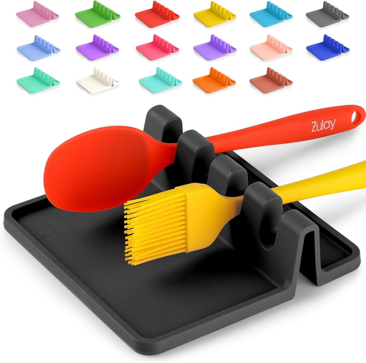 Zulay Kitchen Spoon Rest for Multiple Utensils High Heat - Resistant Silicone Drip Pad, BPA - Free Spoon Holder for Stove Top, Kitchen Gadget Holder for Ladles, Tongs, Cooking Spatula - Makes Great Gift - Homesidy.com