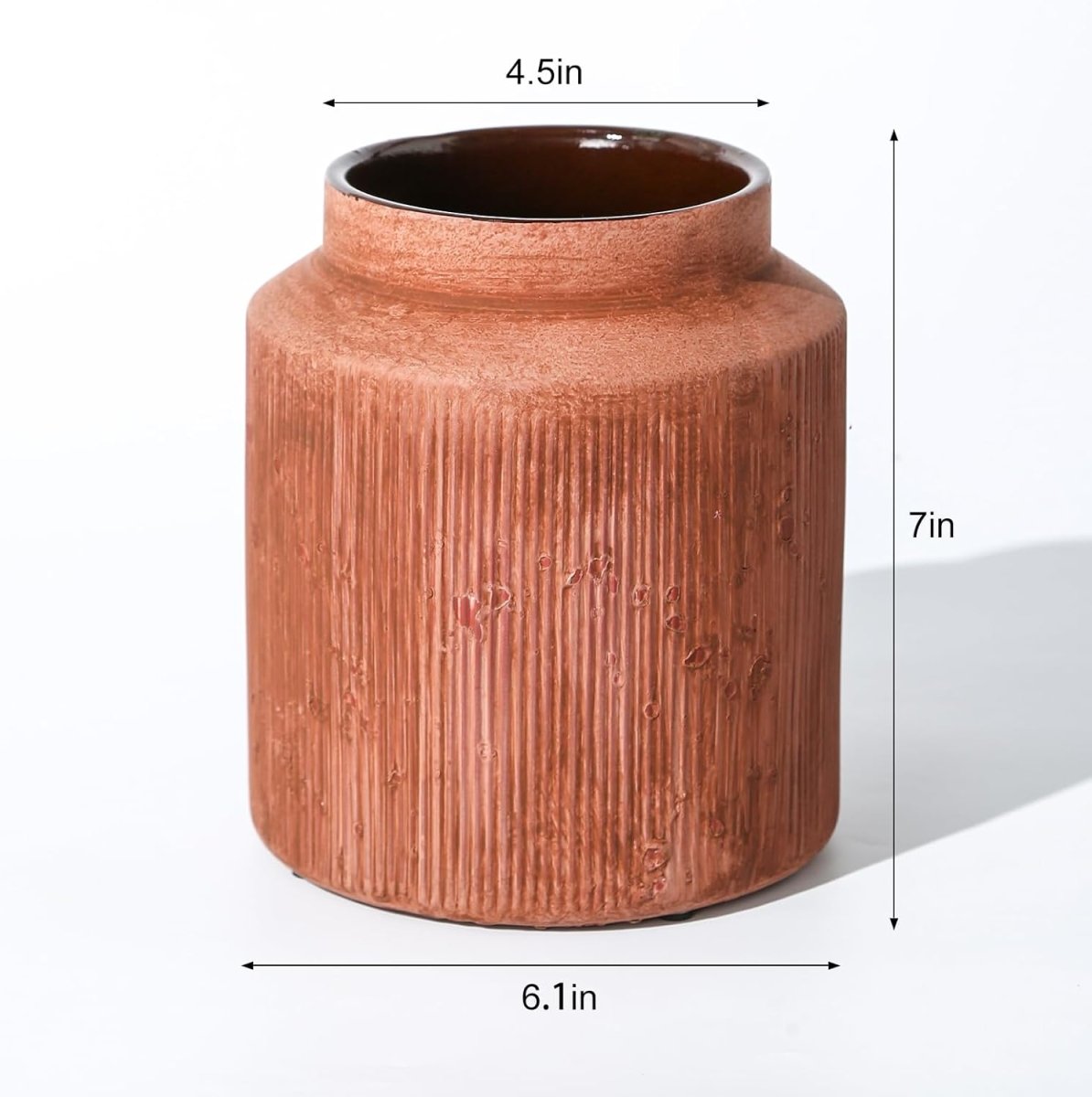 Rustic Vases for Home Decor. Ceramic Vase for Dining Table Decor. Terracotta Decorative Vase 6.1IN. ZSHLXM - Homesidy.com