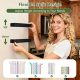 Malldii 9.5” Large Acrylic Straw Holder for Cabinet Door - Reusable Tumbler Straw Organizer Storage, Small Kitchen Accessories Container, Ultra Sticky Cupboard Door Mounted (Transparent) - Homesidy.com