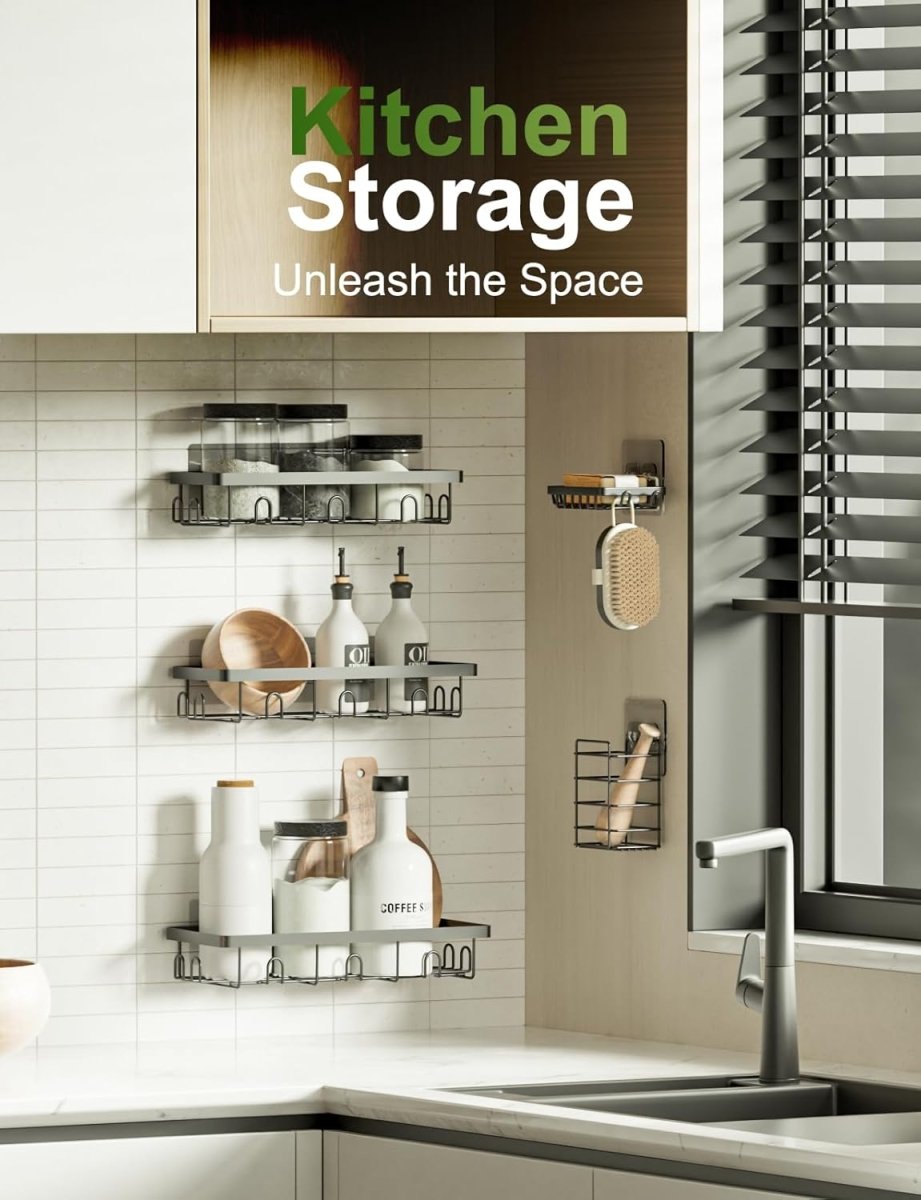 GVY Shower Caddy 5 Pack, Adhesive Shower Organizer Bathroom Shelves,Rustproof Bathroom Organizers and Storage for Home Decor, No Drilling Shower Shelves for Apartment Essentials - Homesidy.com