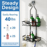Joqixon Upgraded Extended Length Shower Organizer with Hooks, Rustproof Shampoo Soap Holder, Large Hanging Bathroom Caddy - Homesidy.com