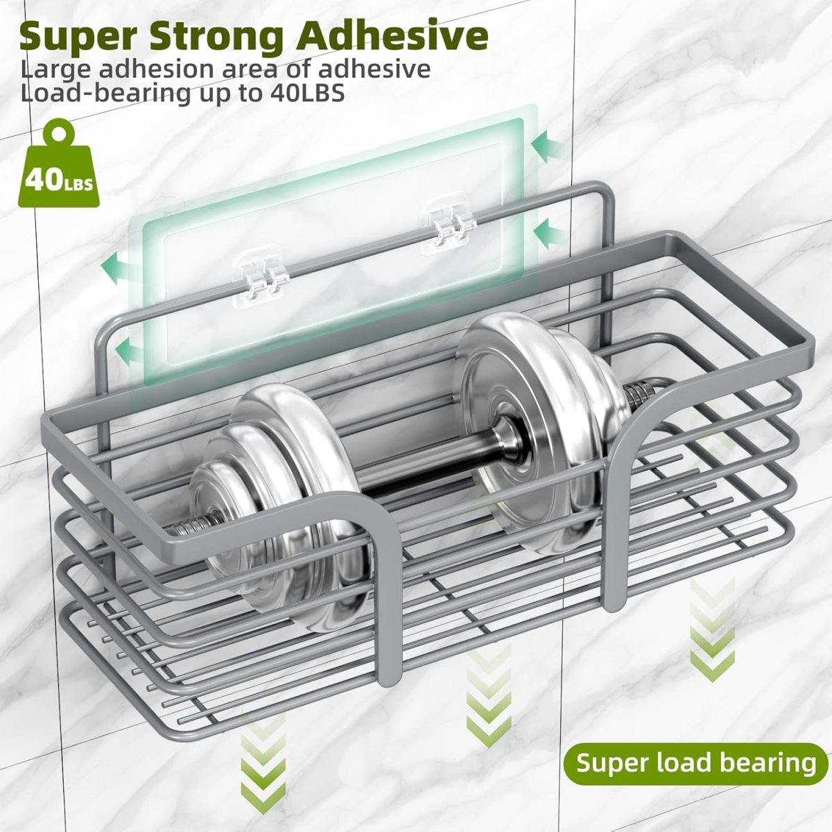 Shower Caddy, Adhesive Shower Organizer with Soap Dish and 4 Hooks, Rustproof Stainless Steel Shower Shelves, Wall Mounted No Drilling Storage Shelf Basket Accessories for Bathroom &amp; Kitchen - Homesidy.com