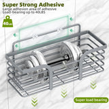 Shower Caddy, Adhesive Shower Organizer with Soap Dish and 4 Hooks, Rustproof Stainless Steel Shower Shelves, Wall Mounted No Drilling Storage Shelf Basket Accessories for Bathroom &amp; Kitchen - Homesidy.com
