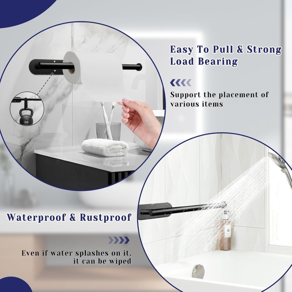 Paper Towel Holder, Self Adhesive or Drilling Paper Towel Holder Under Cabinet, Stainless Steel Black Paper Towel Holders Wall Mount for Kitchen, Bathroom, Sink, Pantry, Fridge - Homesidy.com