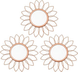 3 Pack Metal Mirrors for Wall Sunburst Wall Mirrors Home Décor Decorative Hanging Wall Art for Living Room Bedroom Entryway (Gold, Flower Sunburst) - Homesidy.com