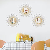 3 Pack Metal Mirrors for Wall Sunburst Wall Mirrors Home Décor Decorative Hanging Wall Art for Living Room Bedroom Entryway (Gold, Flower Sunburst) - Homesidy.com