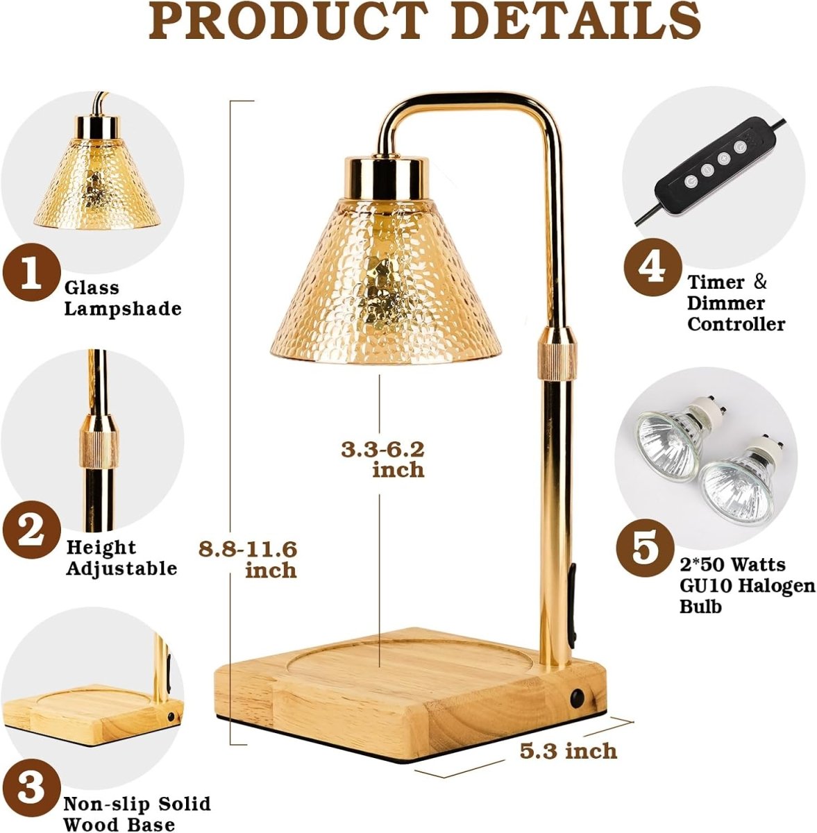 Modern Candle Warmer Lamp with Timer, Dimmable Candle Lamp Warmer, Men Women Christmas Birthday Gifts, Black Candle Warmer, Adjustable Candle Light Warmer, Cozy Living Room Bedroom Home Decor - Homesidy.com