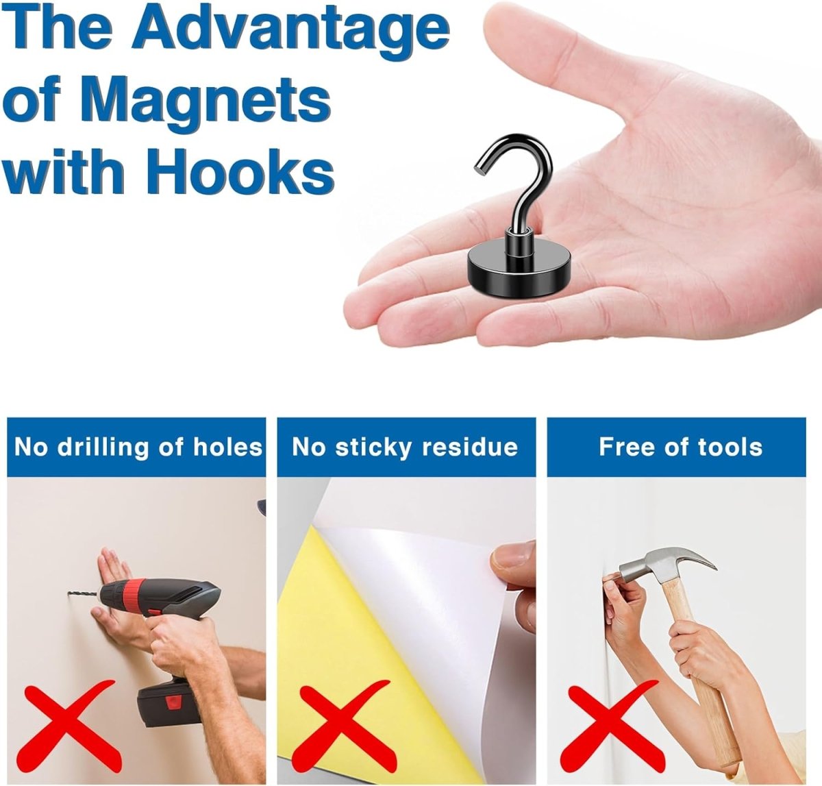 LOVIMAG Magnetic Hooks, 12 Pack 30lbs Magnet Hook 2025 Cruise Cabin Ship Essentials Heavy Duty Strong Magnets Refrigerator Fridge Hanging for Classroom Beach Vacation Kitchen Grills Home (Black) - Homesidy.com