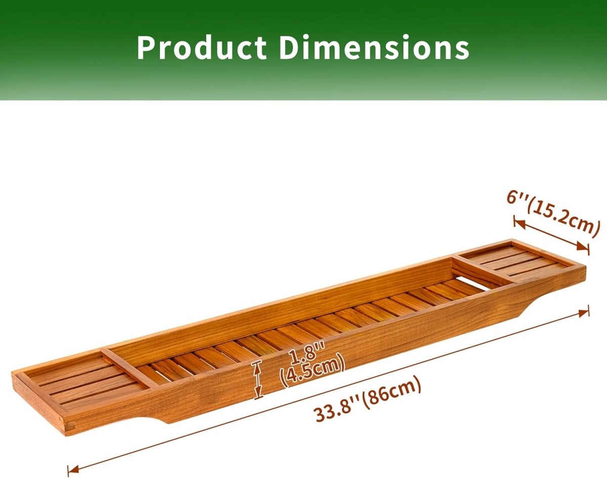 VaeFae Teak Bathtub Tray, Wooden Bath Caddy for Bathtub, Bath Tub Wood Table for Tub - Homesidy.com