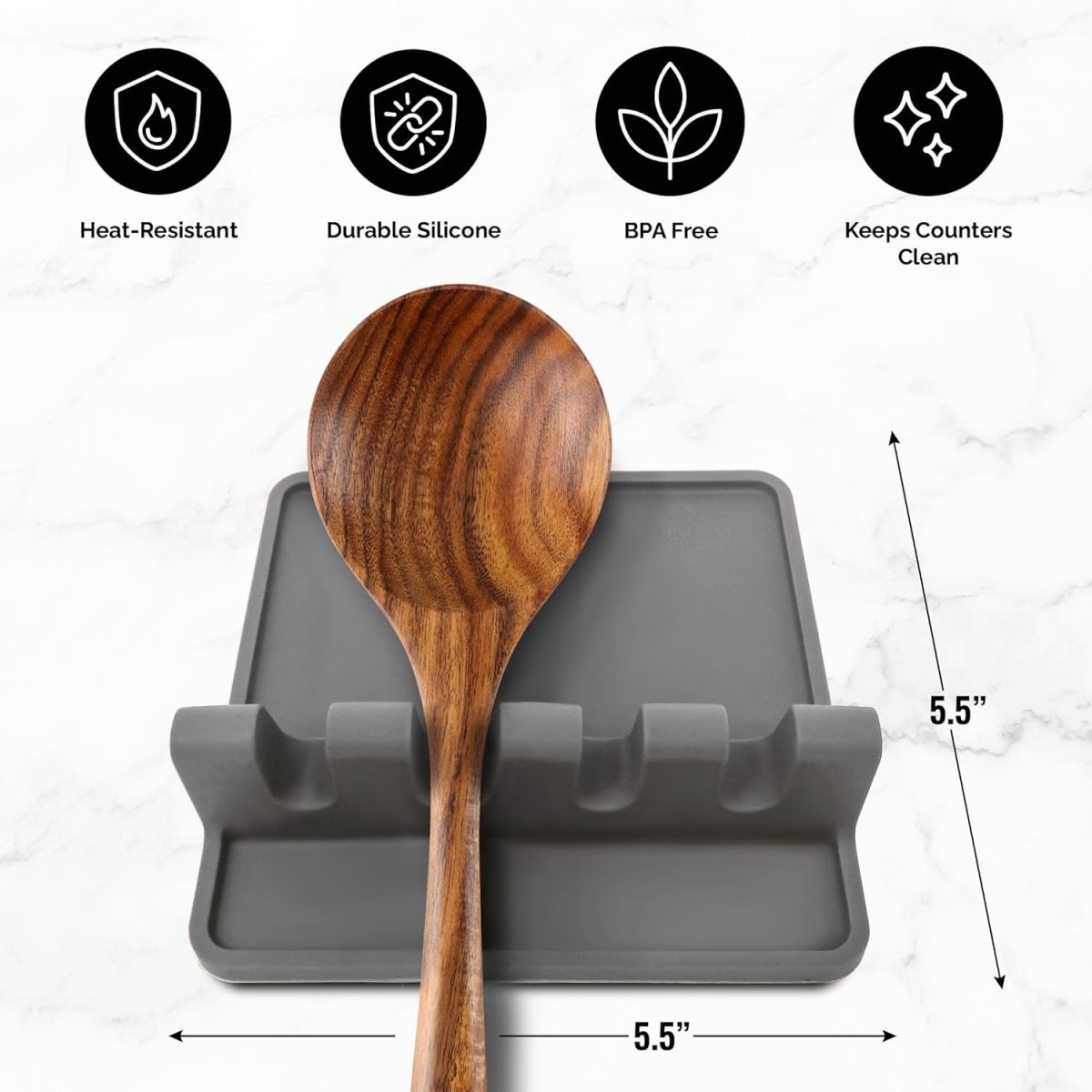 Zulay Kitchen Spoon Rest for Multiple Utensils High Heat - Resistant Silicone Drip Pad, BPA - Free Spoon Holder for Stove Top, Kitchen Gadget Holder for Ladles, Tongs, Cooking Spatula - Makes Great Gift - Homesidy.com