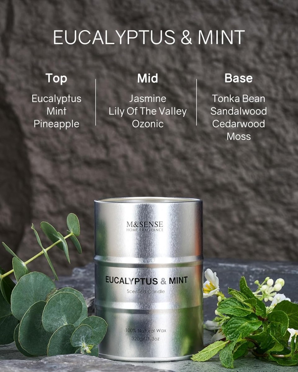 M&amp;SENSE Scented Candle, Tobacco Vanilla Medium Jar Candle Gifts for Men, 70 Hours Slow Burning Natural Soy Candles 11.3oz, Stress Relief Aromatherapy Candles Home Decor, Valentines Day Gifts for Him - Homesidy.com