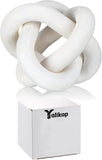 Yalikop 3 Link Wood Knot Decor - Hand Carved Coffee Table Decoration, Boho Chain Link Decor, Modern Shelf, Rustic Objects for Home Living Room Bedroom(White) - Homesidy.com