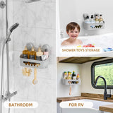 LEVERLOC Shower Caddy Suction Cup, Shower Organizer Removable Bathroom Shelf, Storage Suction Powerful Max Hold 22lbs Bathroom Caddy Waterproof Holder, White - Homesidy.com