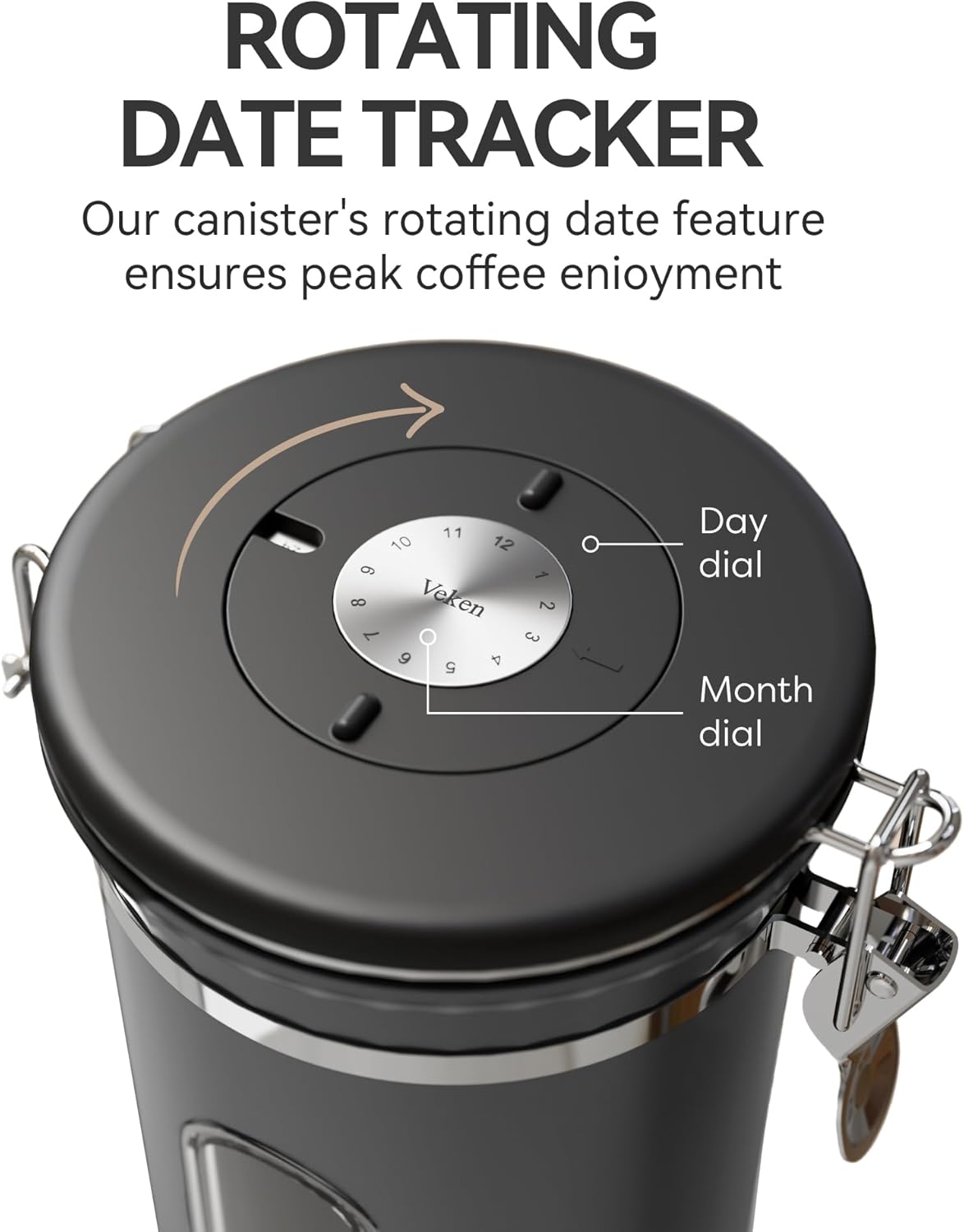 Veken Coffee Canister with Window,Airtight Stainless Steel Pantry Container,Home Kitchen Food Storage Organizers for Ground,Beans,Espresso,Rice,Tea,Sugar,Cereal, Flour,Bar Accessories,Gifts,22OZ,Black - Homesidy.com