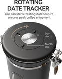 Veken Coffee Canister with Window,Airtight Stainless Steel Pantry Container,Home Kitchen Food Storage Organizers for Ground,Beans,Espresso,Rice,Tea,Sugar,Cereal, Flour,Bar Accessories,Gifts,22OZ,Black - Homesidy.com