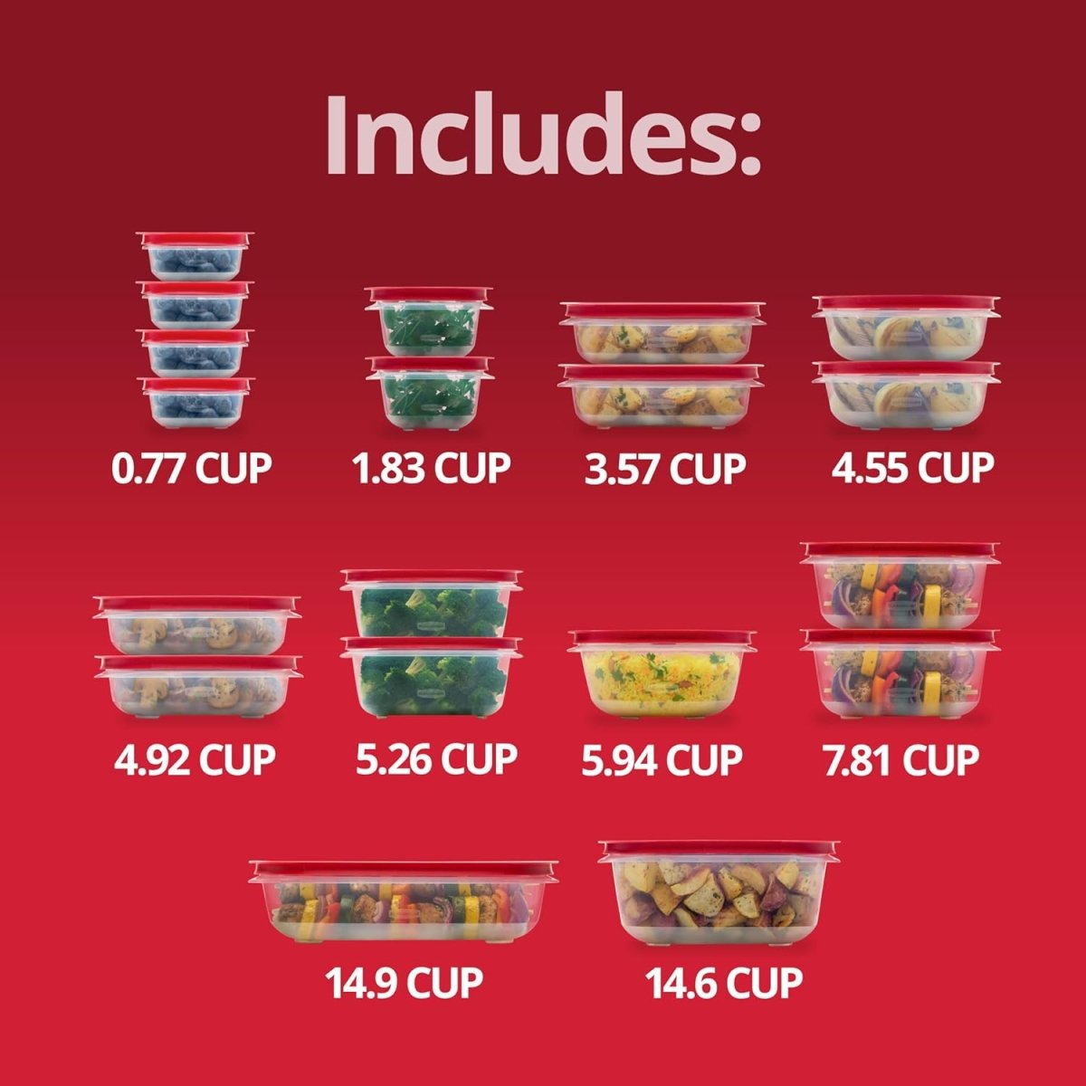 Rubbermaid 16 - Piece BPA - Free Plastic Food Storage Set, Red Vented Lids - Microwave, Dishwasher Safe: Perfect for Meal Prep, Leftovers, and Kitchen Organization - Homesidy.com