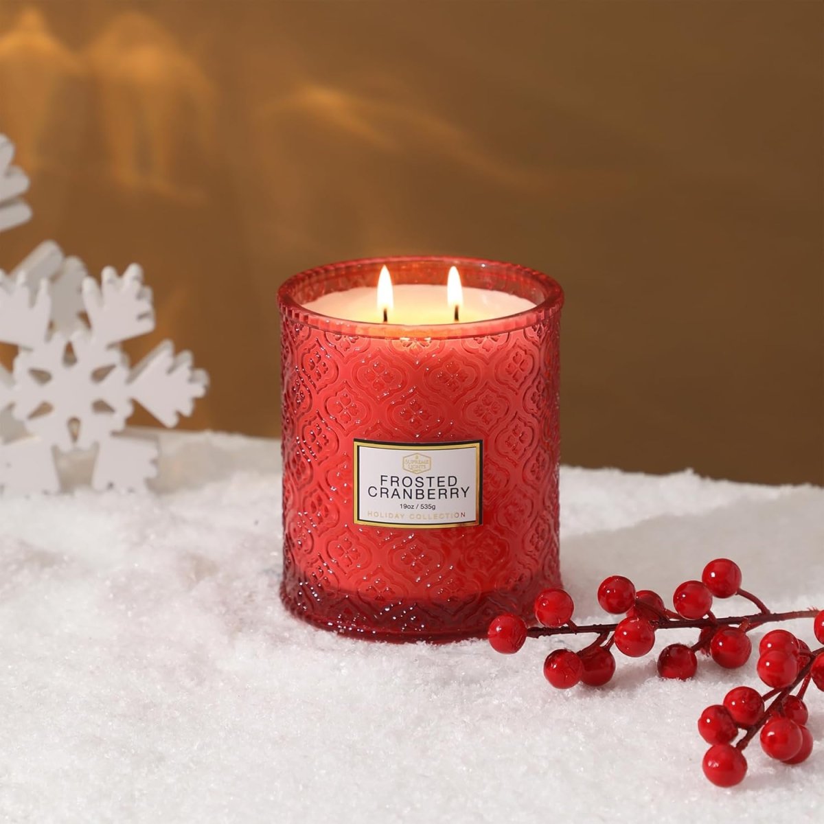 Frosted Cranberry Luxury Scented Candles - 19oz, 88hr Burn Time, Perfect Christmas Gifts for Women - Homesidy.com