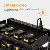 POKIPO Large Power Tool Organizer Wall Mount with Charging Station,4 Layer Heavy Duty Metal Tool Storage Rack Loads 600lbs with 8 Cordless Drill Holder,Battery Utility Rack Loads with 4 Power Strip - Homesidy.com