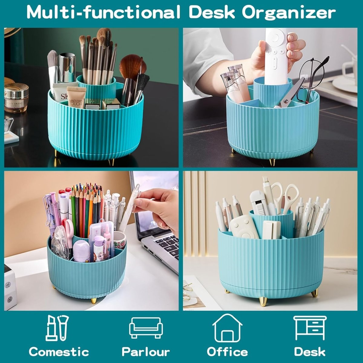 fanado 360° Rotate Makeup Brush Holder Organizer, Makeup Organizers Countertop, Makeup organization and Skincare Storage for Vanity, Desktop, Bathroom (White) - Homesidy.com