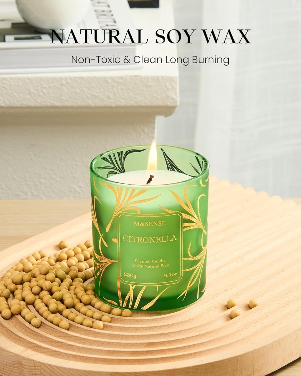 M&amp;SENSE Vanilla Scented Candles, Vegan Soy Candles, Creamy Naturally Scented, 8.1oz 42 - Hour Slow Burning Time, Toxic Free Winter Relaxing Sleep Thanksgiving Christmas Fancy Gift for Home Decor - Homesidy.com